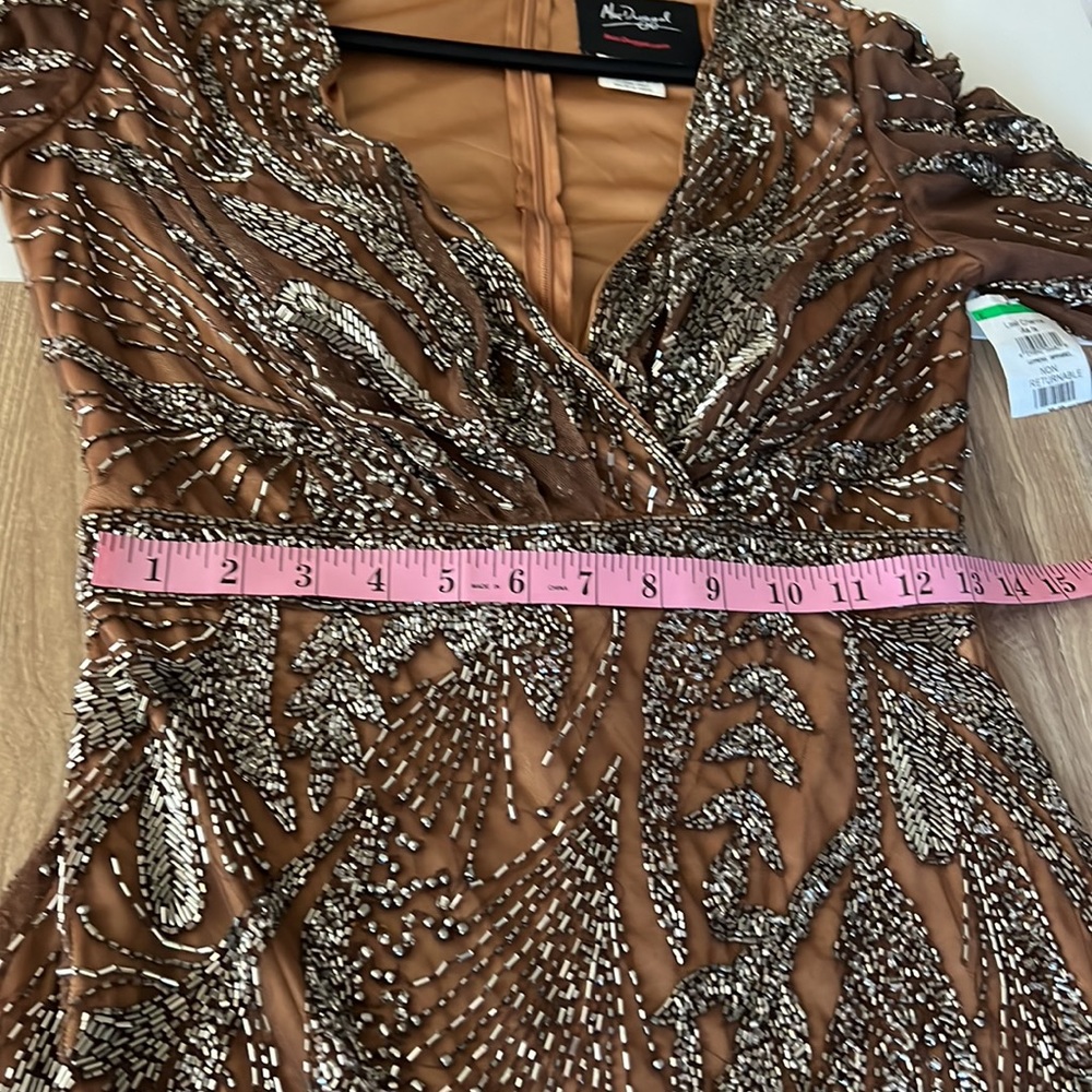 Mac Duggal Bronze Beaded Midi Dress - Picture 11 of 14